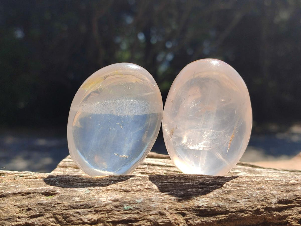Polished Girasol Pearl Quartz Palm Stones x 31 From Ambatondrazaka, Madagascar - Toprock Gemstones and Minerals 