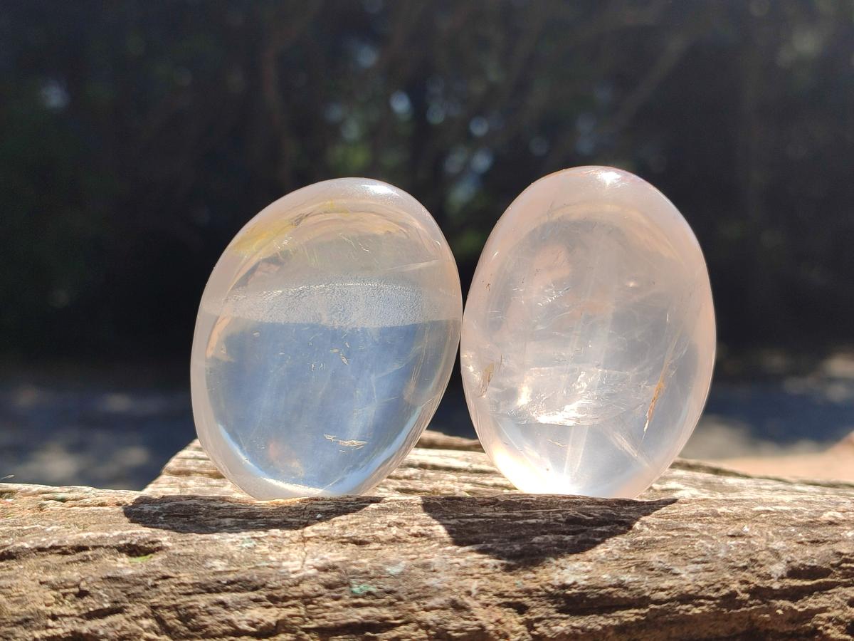 Polished Girasol Pearl Quartz Palm Stones x 31 From Ambatondrazaka, Madagascar - Toprock Gemstones and Minerals 