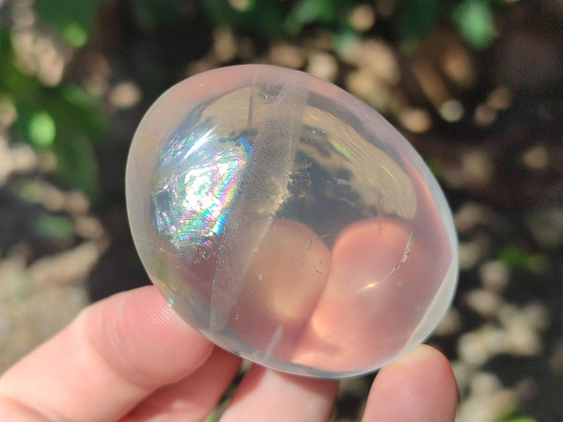 Polished Girasol Pearl Quartz Palm Stones x 31 From Ambatondrazaka, Madagascar - Toprock Gemstones and Minerals 