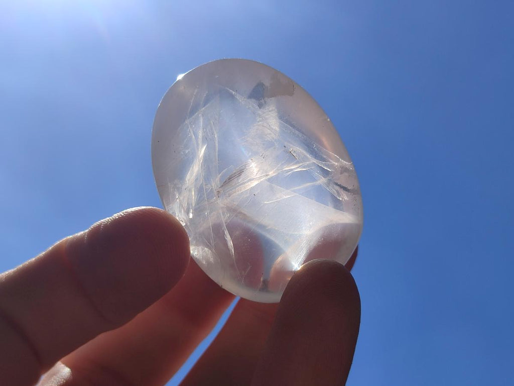 Polished Girasol Pearl Quartz Palm Stones x 31 From Ambatondrazaka, Madagascar - Toprock Gemstones and Minerals 