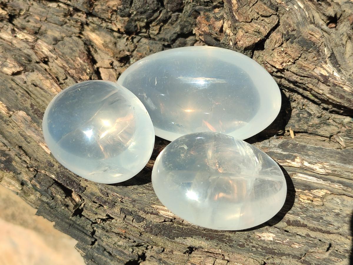 Polished Girasol Pearl Quartz Palm Stones x 31 From Ambatondrazaka, Madagascar - Toprock Gemstones and Minerals 