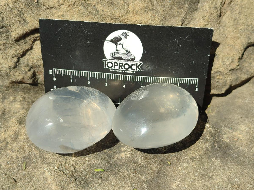 Polished Girasol Pearl Quartz Palm Stones x 31 From Ambatondrazaka, Madagascar - Toprock Gemstones and Minerals 