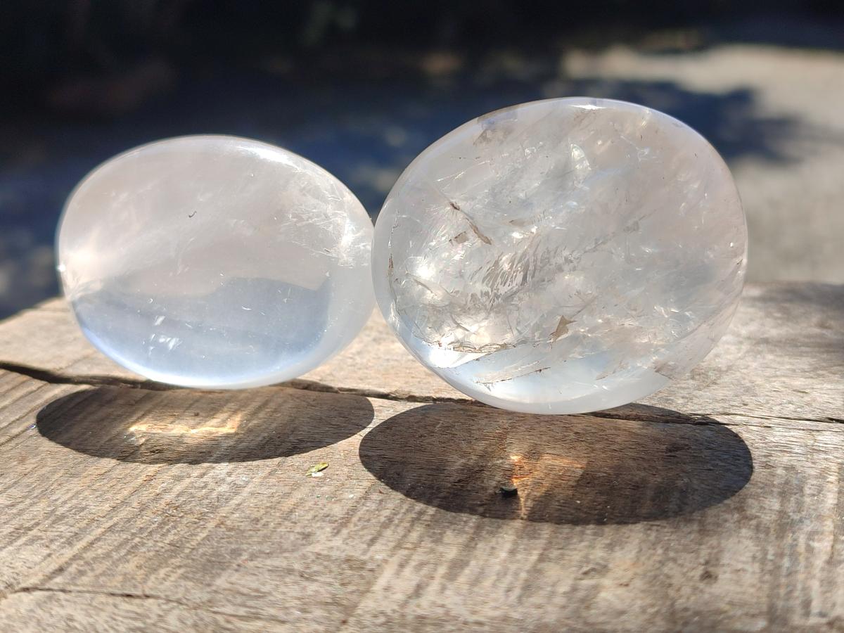 Polished Girasol Pearl Quartz Palm Stones x 31 From Ambatondrazaka, Madagascar - Toprock Gemstones and Minerals 