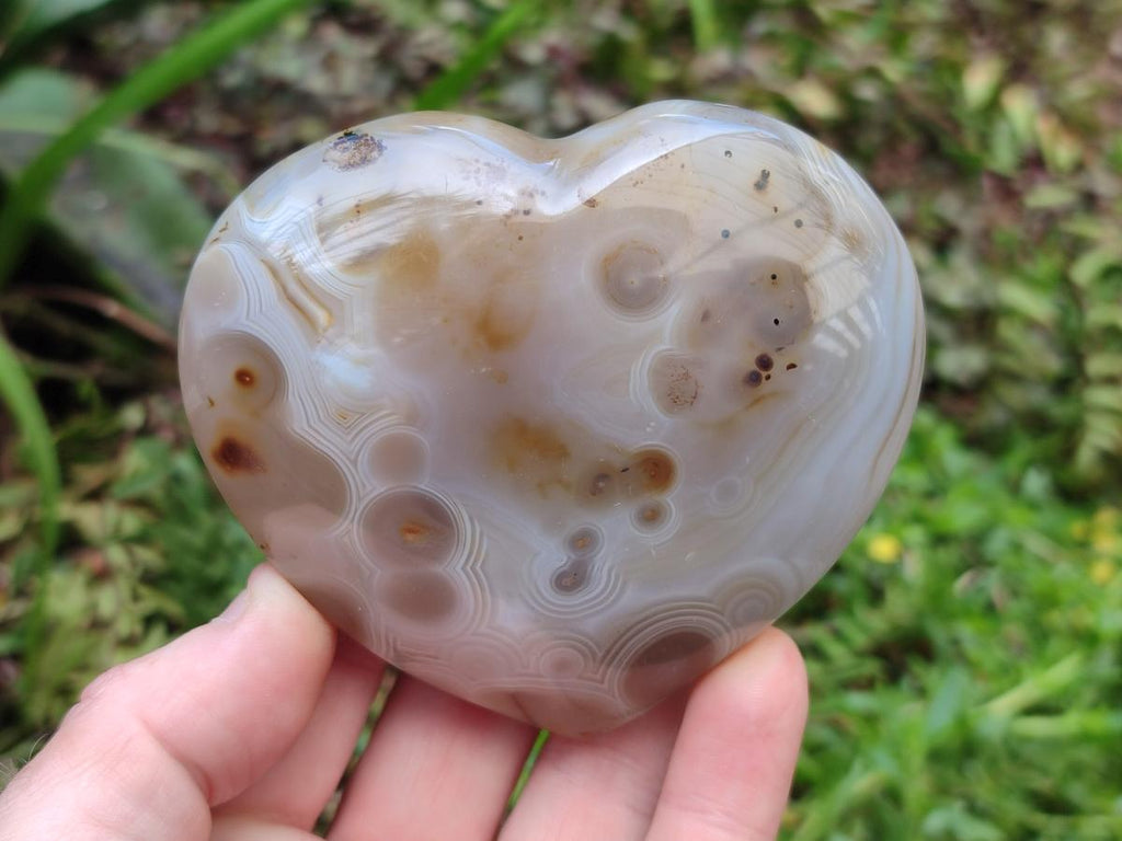 Polished Banded Agate Hearts x 3 From Madagascar - Toprock Gemstones and Minerals 