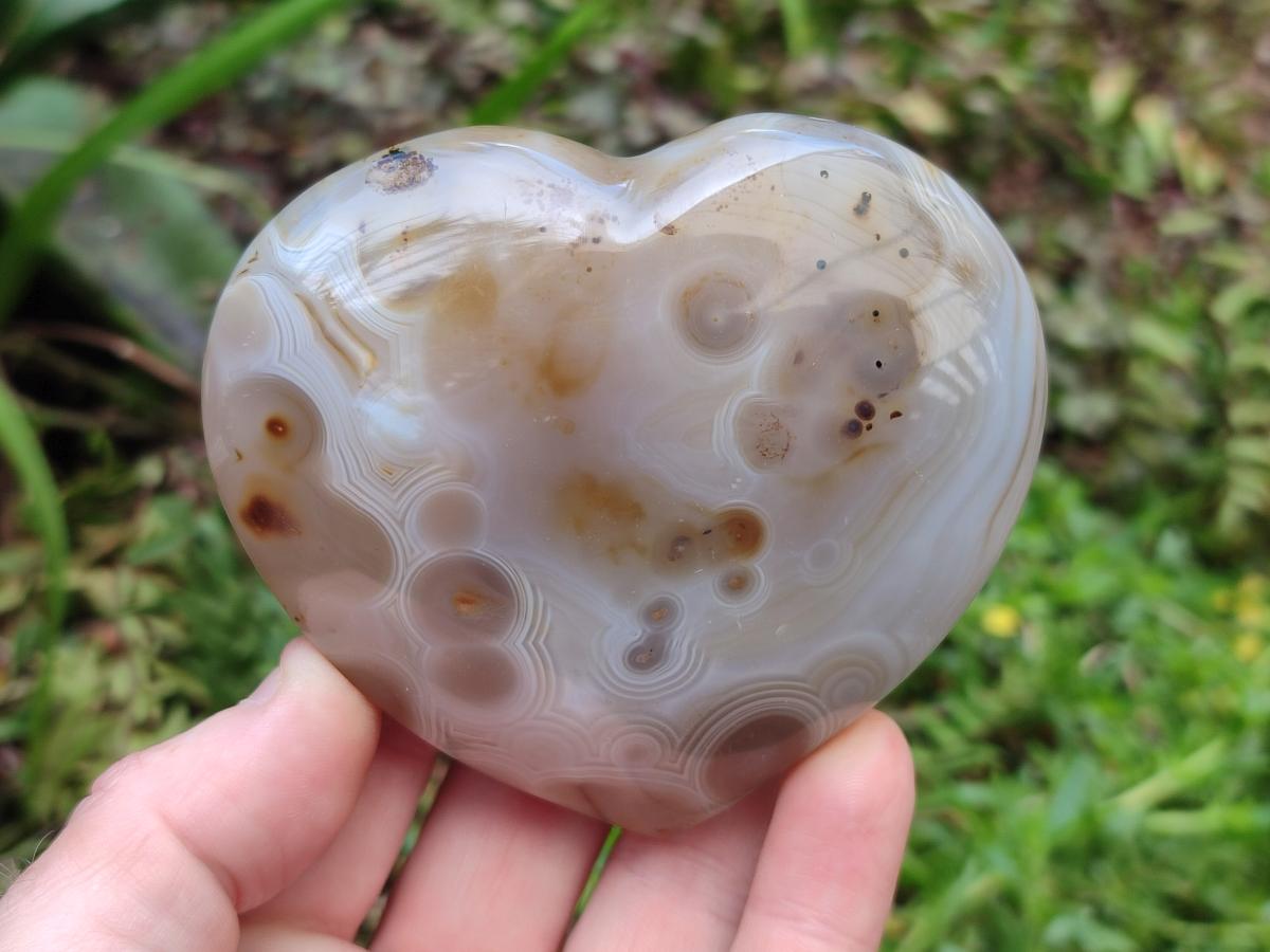 Polished Banded Agate Hearts x 3 From Madagascar - Toprock Gemstones and Minerals 