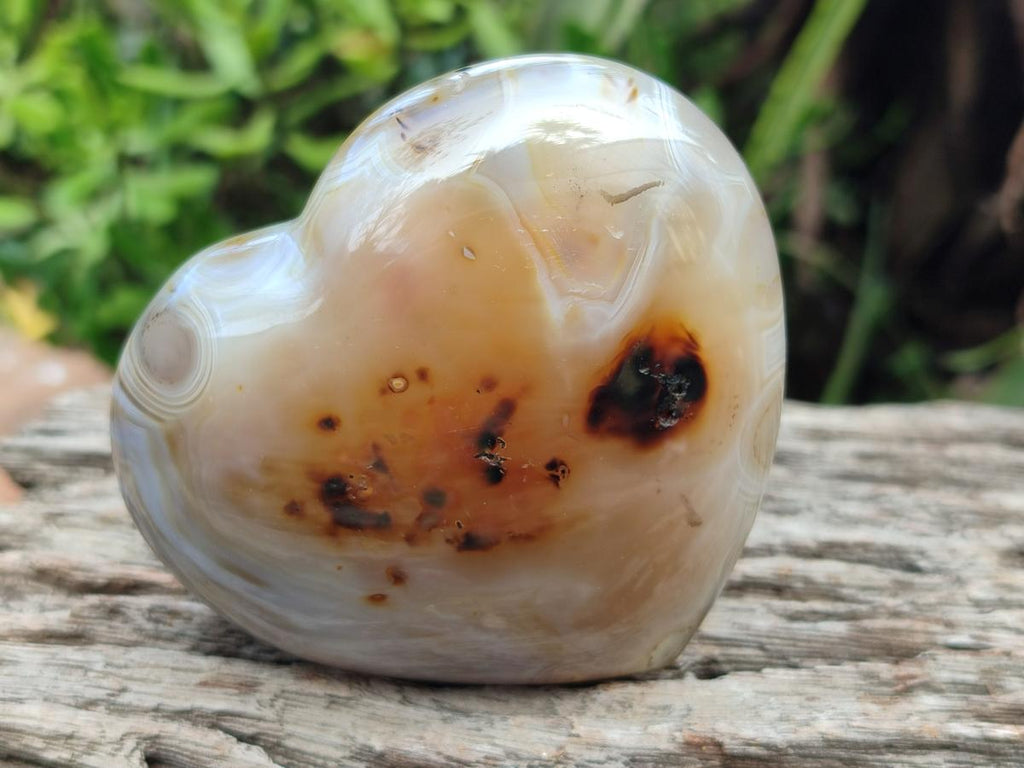 Polished Banded Agate Hearts x 3 From Madagascar - Toprock Gemstones and Minerals 