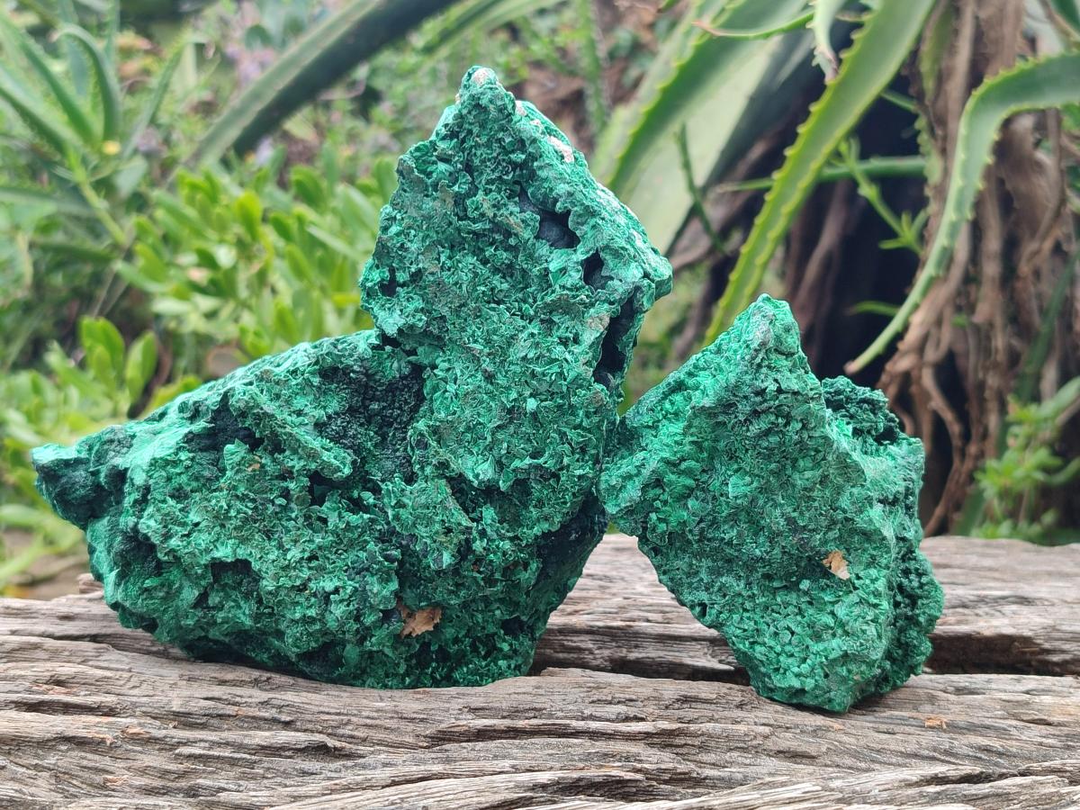 Natural Silky Malachite Specimens x 2 From Kasompe, Congo - Toprock Gemstones and Minerals 