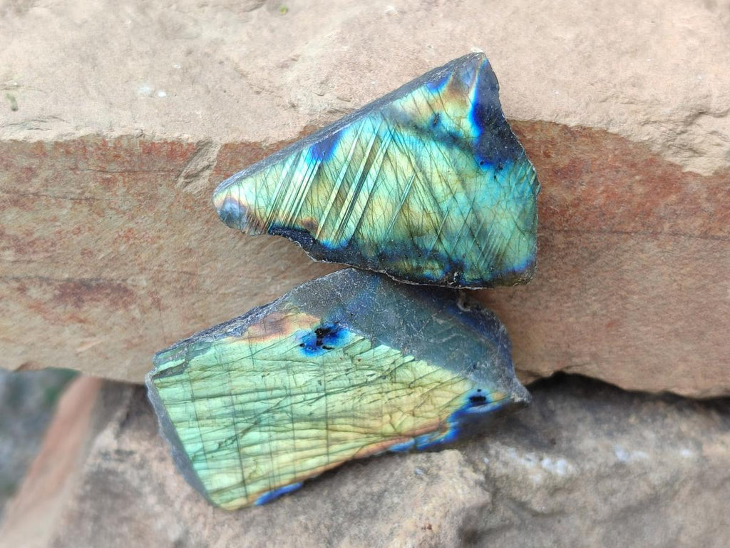 Polished One Side Labradorite Display Pieces x 35 From Madagascar - Toprock Gemstones and Minerals 