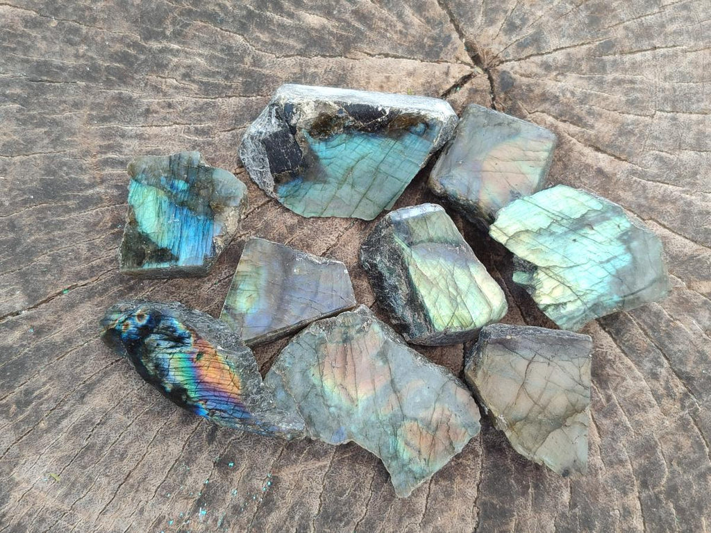 Polished One Side Labradorite Display Pieces x 35 From Madagascar - Toprock Gemstones and Minerals 