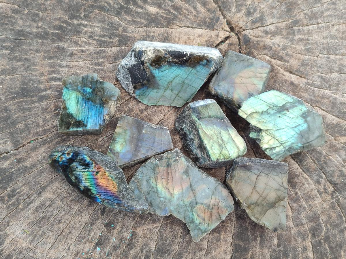 Polished One Side Labradorite Display Pieces x 35 From Madagascar - Toprock Gemstones and Minerals 