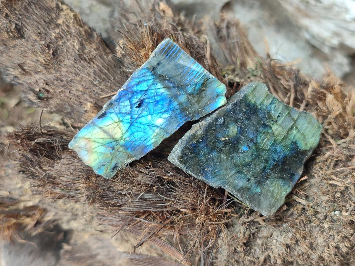 Polished One Side Labradorite Display Pieces x 35 From Madagascar - Toprock Gemstones and Minerals 