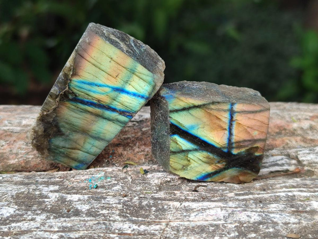 Polished One Side Labradorite Display Pieces x 35 From Madagascar - Toprock Gemstones and Minerals 