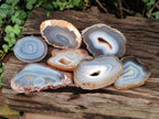 Polished Banded Agate Slices x 12 From Madagascar - Toprock Gemstones and Minerals 