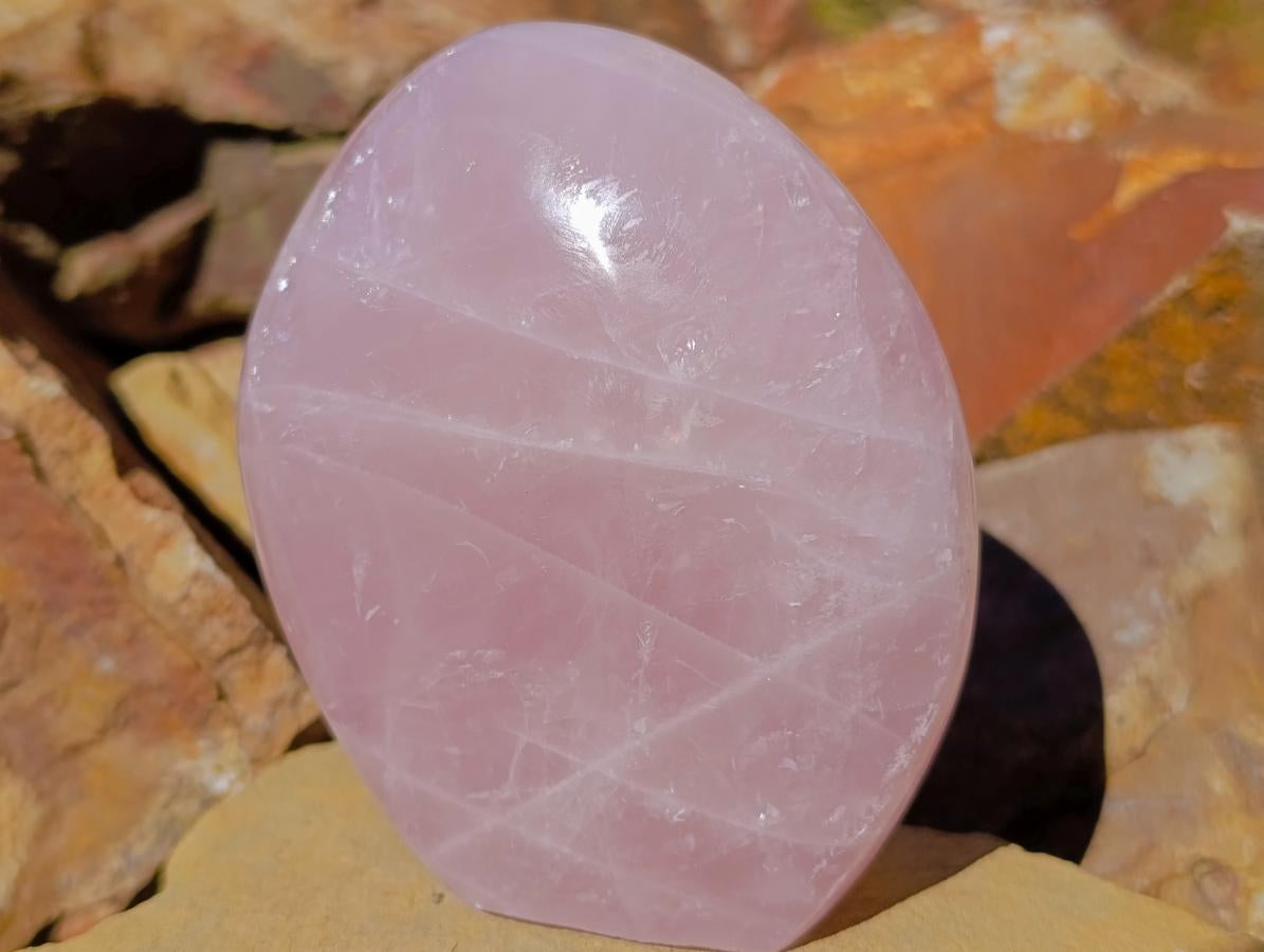 Polished Gemmy Rose Quartz Standing Free Forms x 2 From Madagascar - Toprock Gemstones and Minerals 