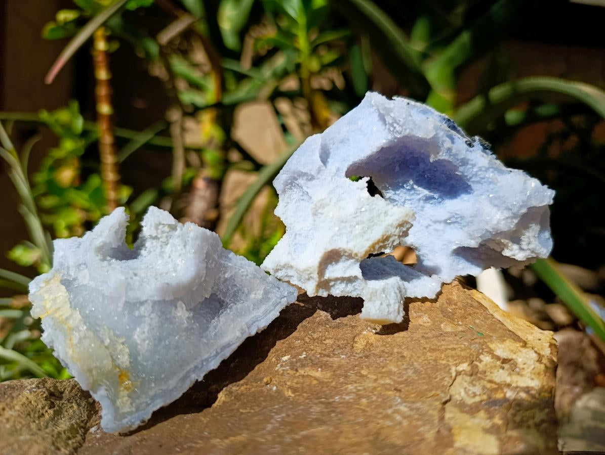 Natural Etched Blue Chalcedony Geodes x 6 From Nsanje, Malawi - Toprock Gemstones and Minerals 