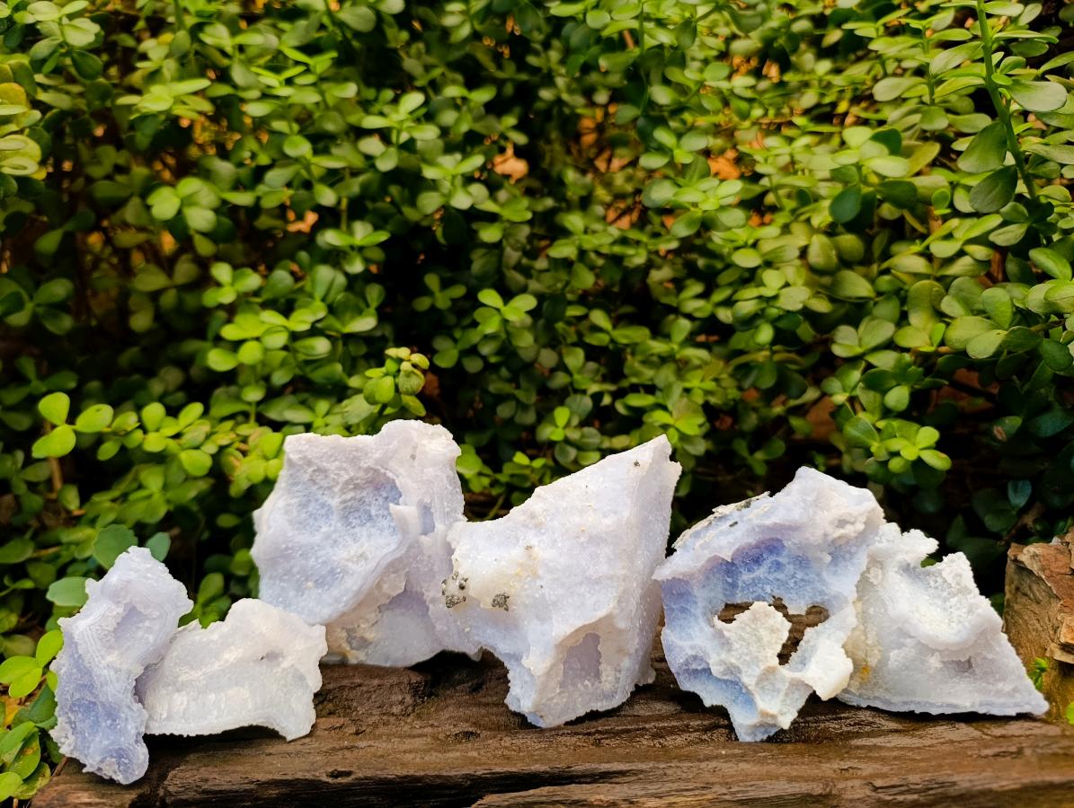 Natural Etched Blue Chalcedony Geodes x 6 From Nsanje, Malawi - Toprock Gemstones and Minerals 