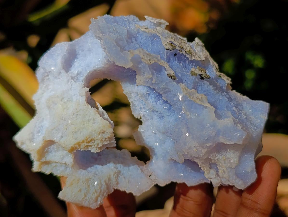 Natural Etched Blue Chalcedony Geodes x 6 From Nsanje, Malawi - Toprock Gemstones and Minerals 
