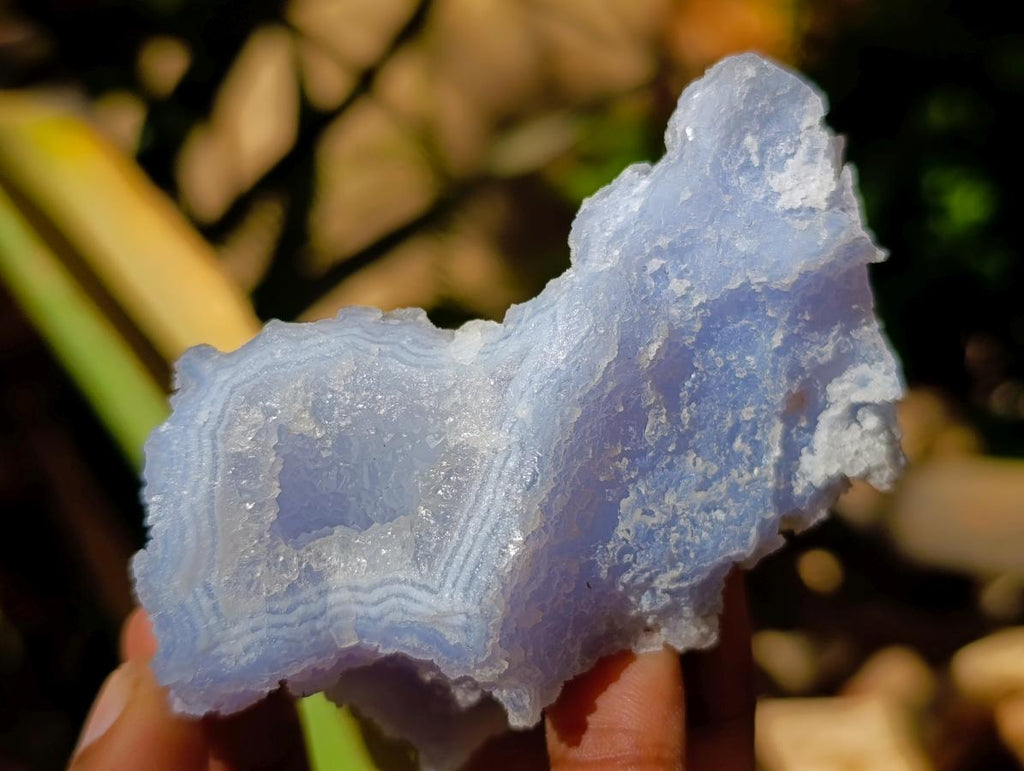 Natural Etched Blue Chalcedony Geodes x 6 From Nsanje, Malawi - Toprock Gemstones and Minerals 