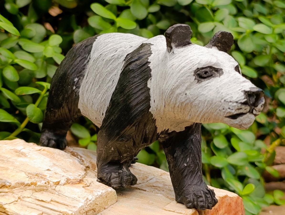 Hand Made Large Panda Soapstone Carving x 1 From Zimbabwe - Toprock Gemstones and Minerals 