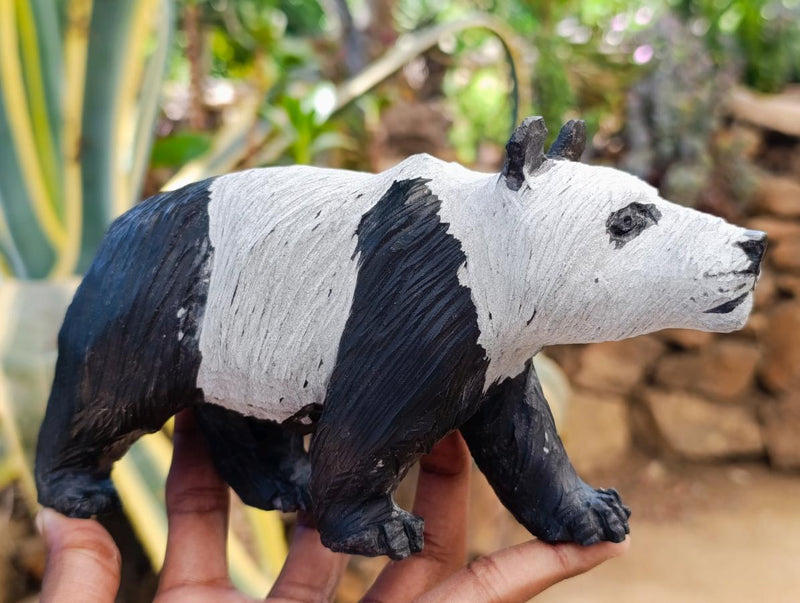Hand Made Large Panda Soapstone Carving x 1 From Zimbabwe - Toprock Gemstones and Minerals 