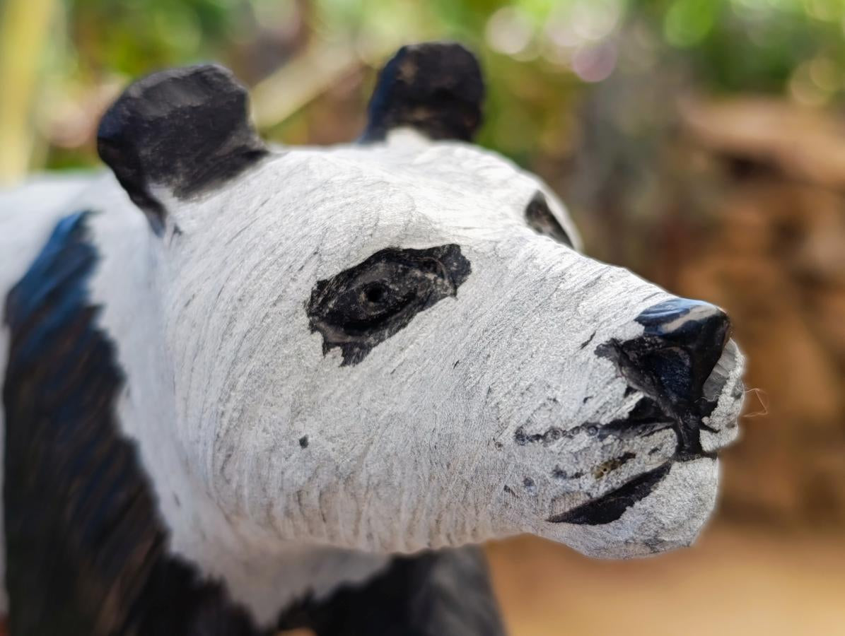 Hand Made Large Panda Soapstone Carving x 1 From Zimbabwe - Toprock Gemstones and Minerals 