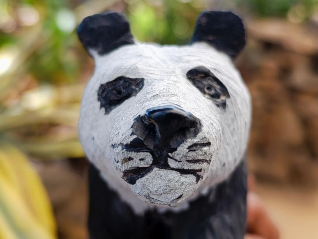 Hand Made Large Panda Soapstone Carving x 1 From Zimbabwe - Toprock Gemstones and Minerals 