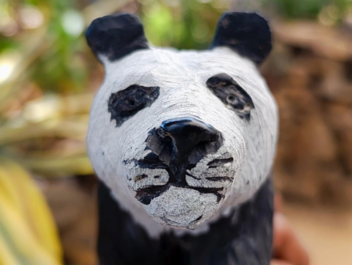 Hand Made Large Panda Soapstone Carving x 1 From Zimbabwe - Toprock Gemstones and Minerals 