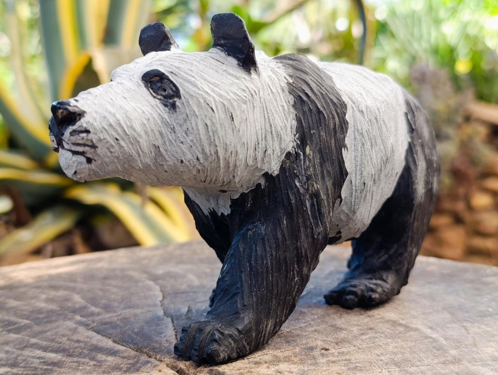 Hand Made Large Panda Soapstone Carving x 1 From Zimbabwe - Toprock Gemstones and Minerals 