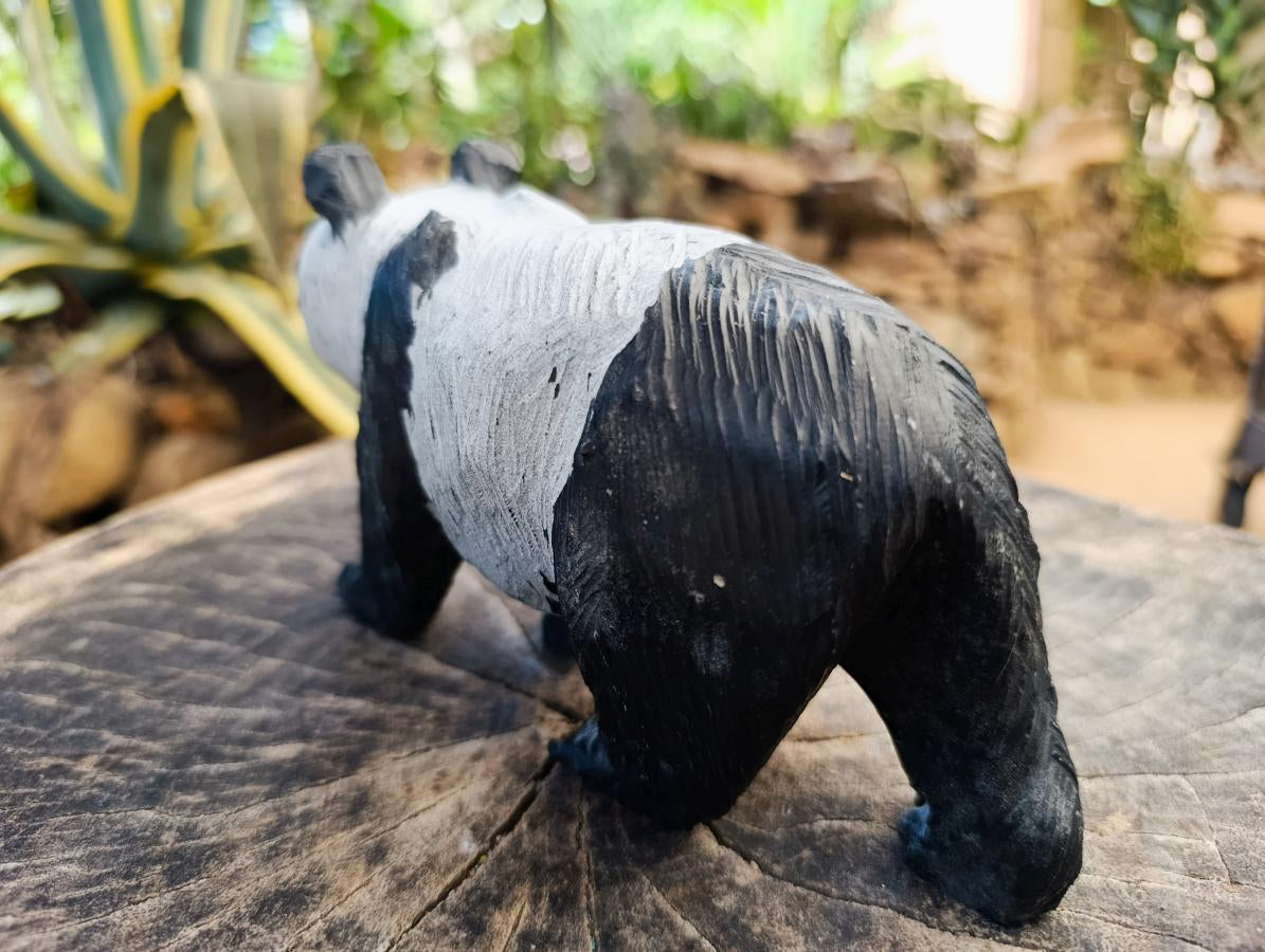 Hand Made Large Panda Soapstone Carving x 1 From Zimbabwe - Toprock Gemstones and Minerals 