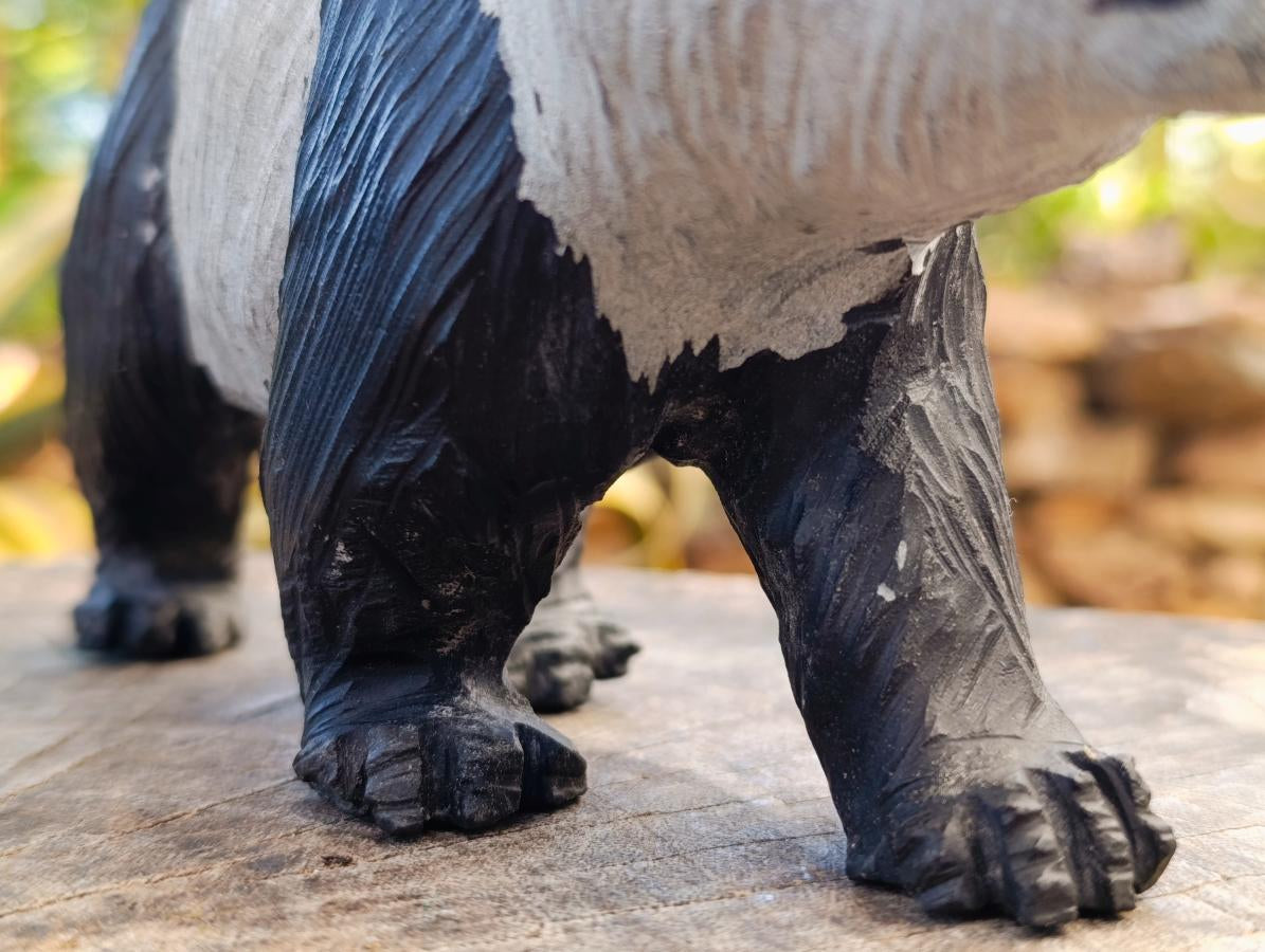 Hand Made Large Panda Soapstone Carving x 1 From Zimbabwe - Toprock Gemstones and Minerals 