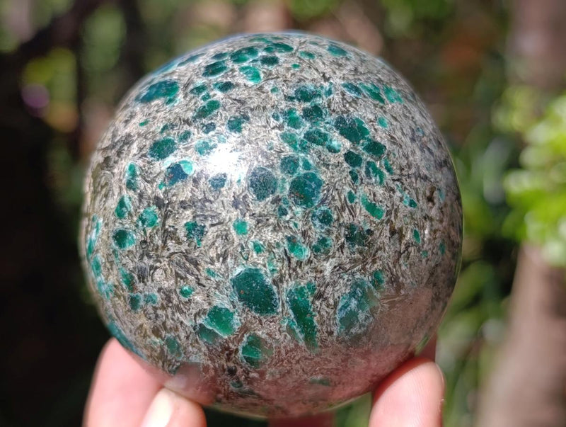 Polished Emerald Mica 'Mutokolite' Spheres x 2 From Mutoko, Zimbabwe - Toprock Gemstones and Minerals 