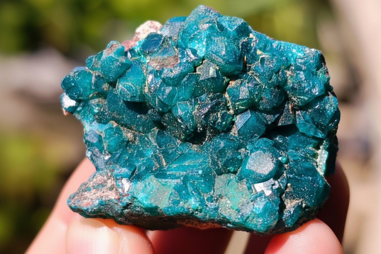 Natural Dioptase on Dolomite Specimens x 12 From Likasi, Congo - Toprock Gemstones and Minerals 