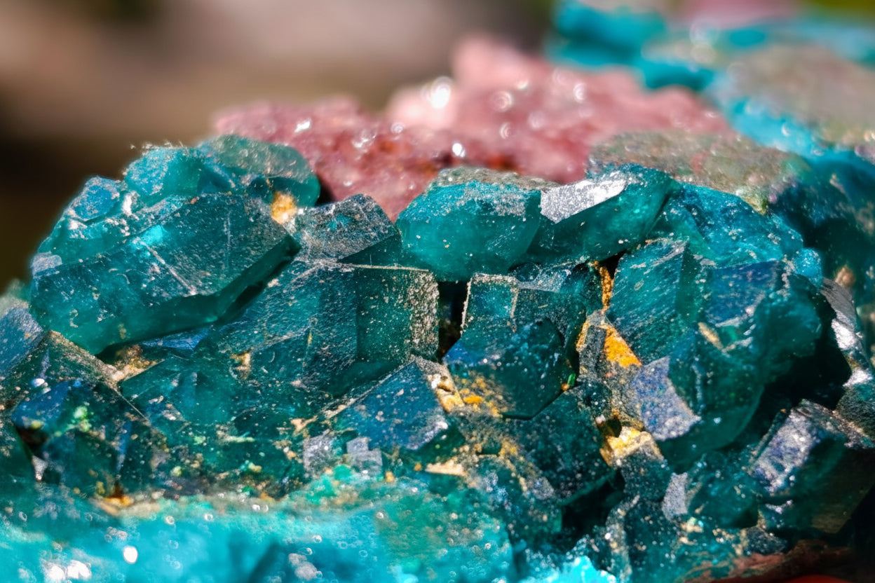 Natural Dioptase on Dolomite Specimens x 12 From Likasi, Congo - Toprock Gemstones and Minerals 