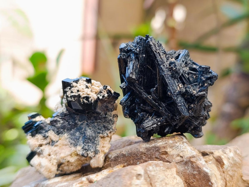 Natural Schorl Black Tourmaline with Feldspar Specimens x 35 From Erongo, Namibia - Toprock Gemstones and Minerals 