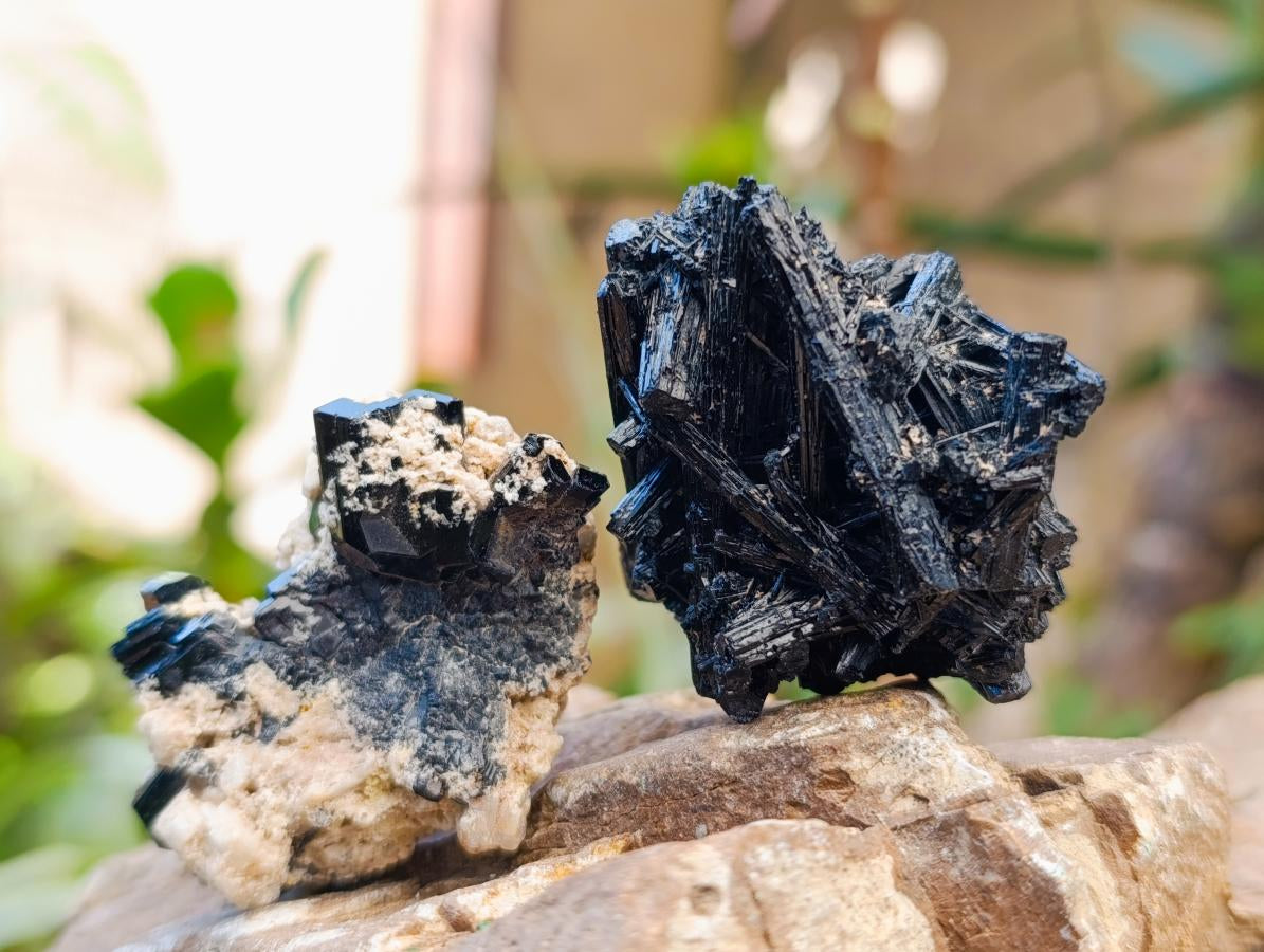 Natural Schorl Black Tourmaline with Feldspar Specimens x 35 From Erongo, Namibia - Toprock Gemstones and Minerals 
