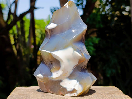 Polished Large Snow Orca Agate Flame x 1 From West Coast, Madagascar - Toprock Gemstones and Minerals 