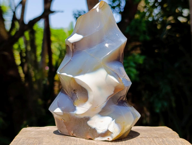 Polished Large Snow Orca Agate Flame x 1 From West Coast, Madagascar - Toprock Gemstones and Minerals 