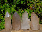 Polished Smokey Quartz Crystals with Etched Sides x 4 From Angola - Toprock Gemstones and Minerals 