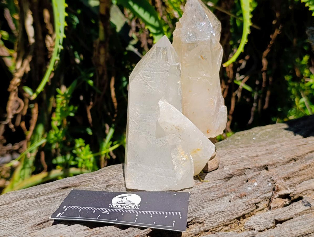 Polished Smokey Quartz Crystals with Etched Sides x 4 From Angola - Toprock Gemstones and Minerals 