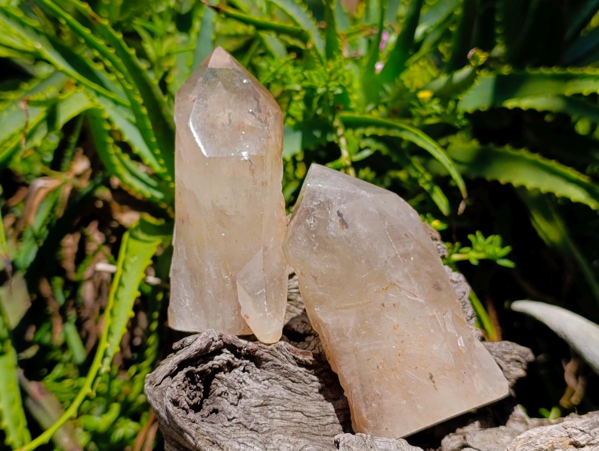 Polished Smokey Quartz Crystals with Etched Sides x 4 From Angola - Toprock Gemstones and Minerals 