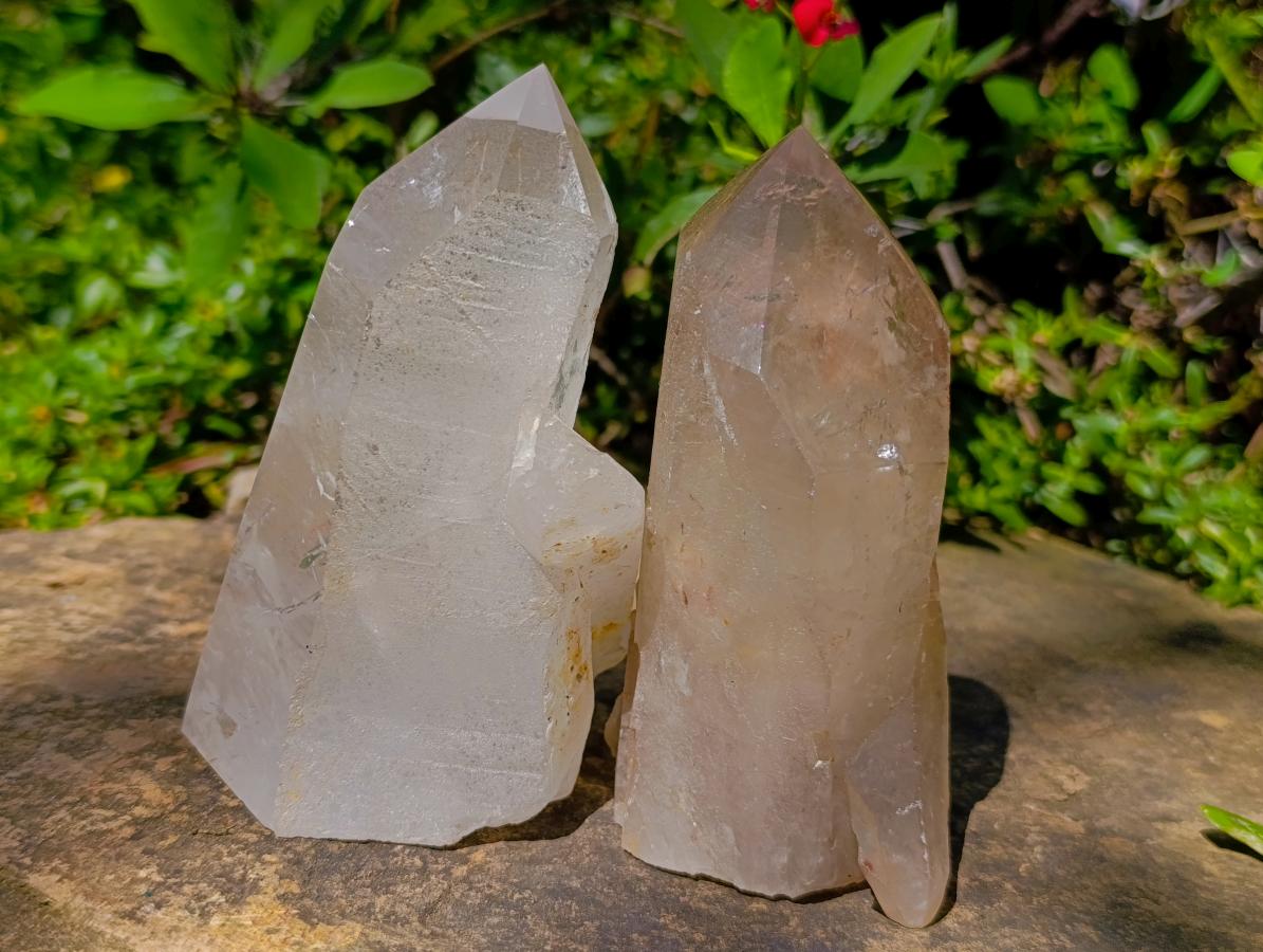 Polished Smokey Quartz Crystals with Etched Sides x 4 From Angola - Toprock Gemstones and Minerals 