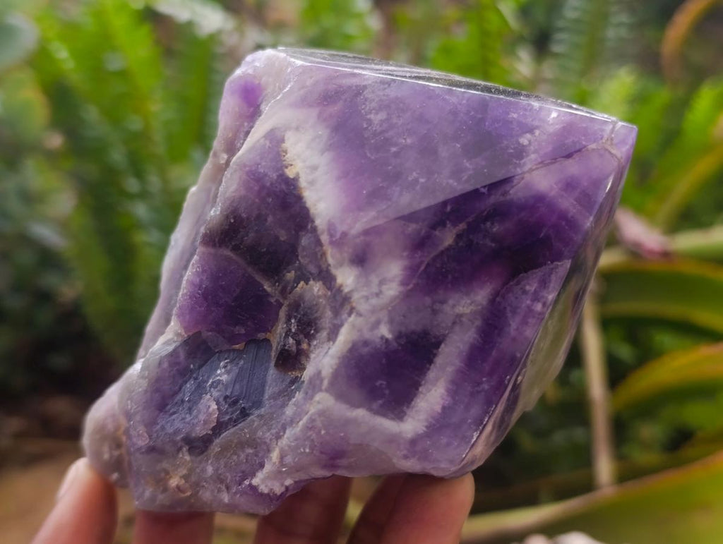 Polished Chevron Amethyst Witches Hat Crystals x 4 From Zambia - Toprock Gemstones and Minerals 