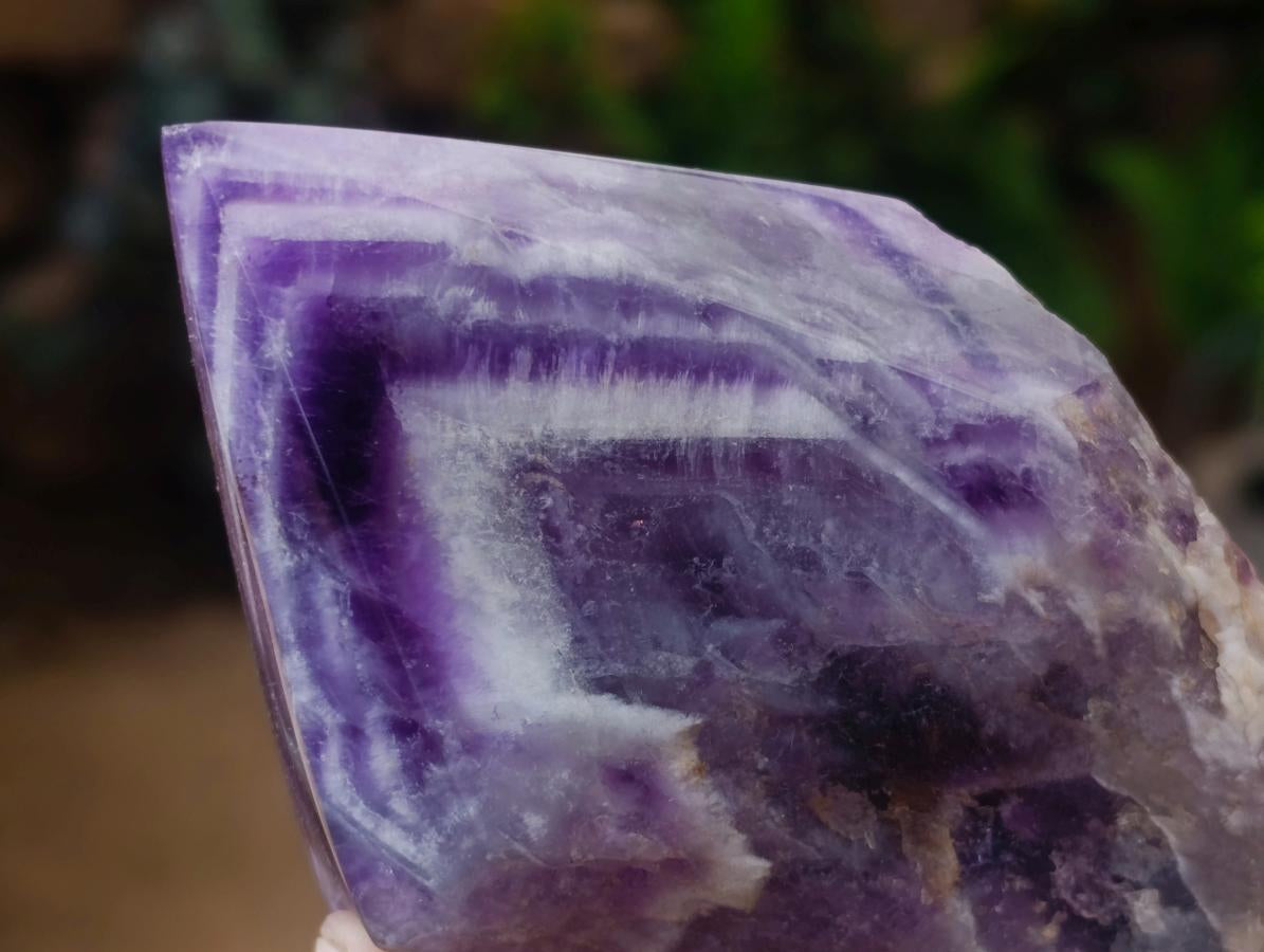 Polished Chevron Amethyst Witches Hat Crystals x 4 From Zambia - Toprock Gemstones and Minerals 