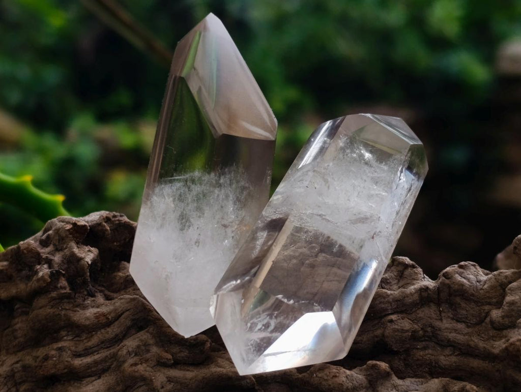 Polished Double Terminated Clear and Smokey Quartz Crystals x 24 From Madagascar - Toprock Gemstones and Minerals 