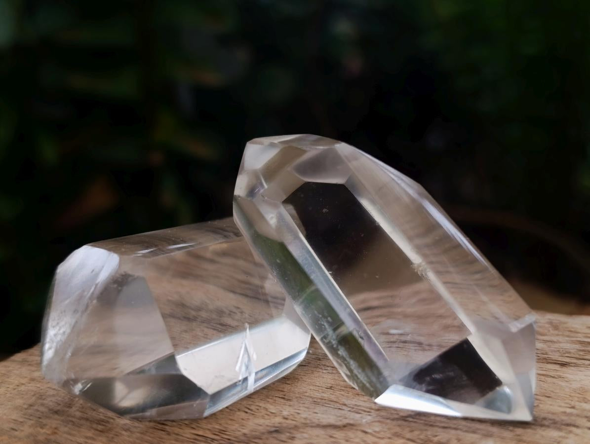 Polished Double Terminated Clear and Smokey Quartz Crystals x 24 From Madagascar - Toprock Gemstones and Minerals 