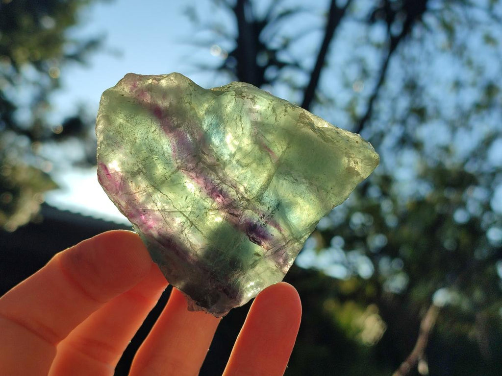 Polished On One Side Watermelon Fluorite Slices x 10 From Uis, Namibia - Toprock Gemstones and Minerals 