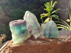 Polished On One Side Watermelon Fluorite Slices x 10 From Uis, Namibia - Toprock Gemstones and Minerals 