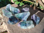 Polished On One Side Watermelon Fluorite Slices x 10 From Uis, Namibia - Toprock Gemstones and Minerals 