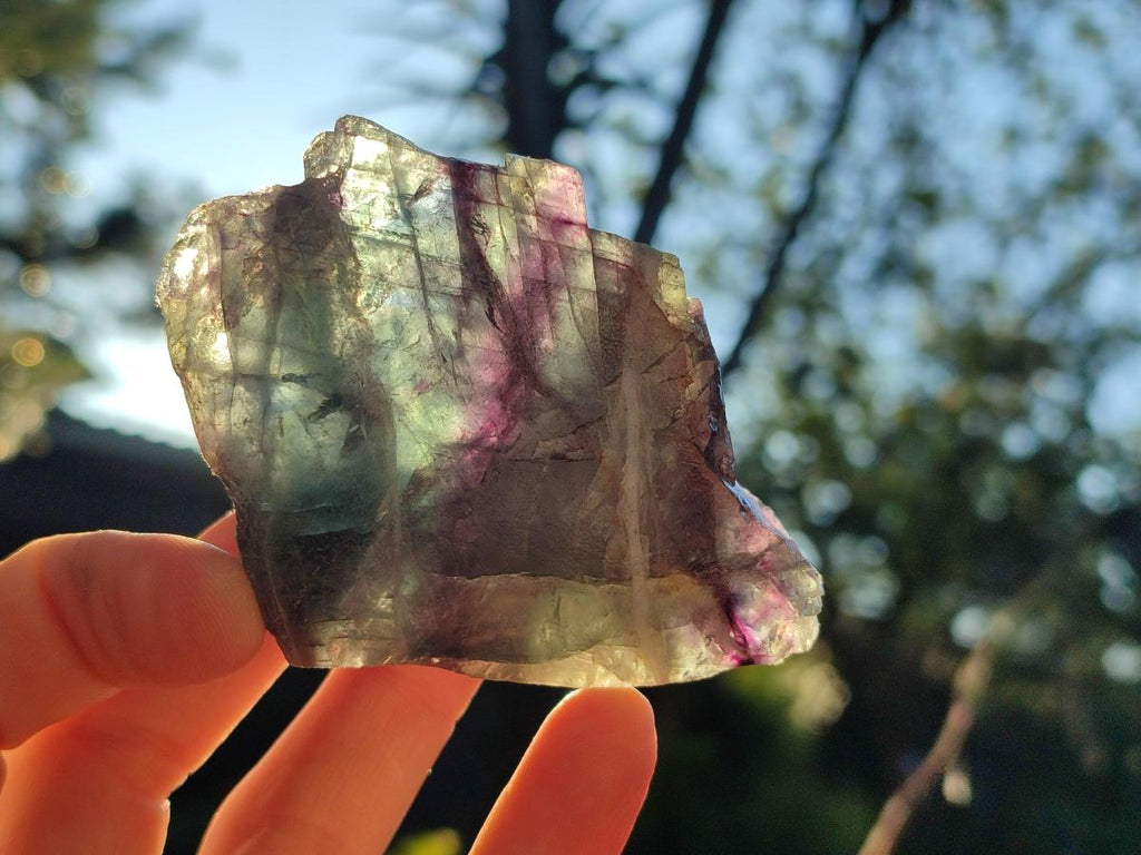 Polished On One Side Watermelon Fluorite Slices x 10 From Uis, Namibia - Toprock Gemstones and Minerals 