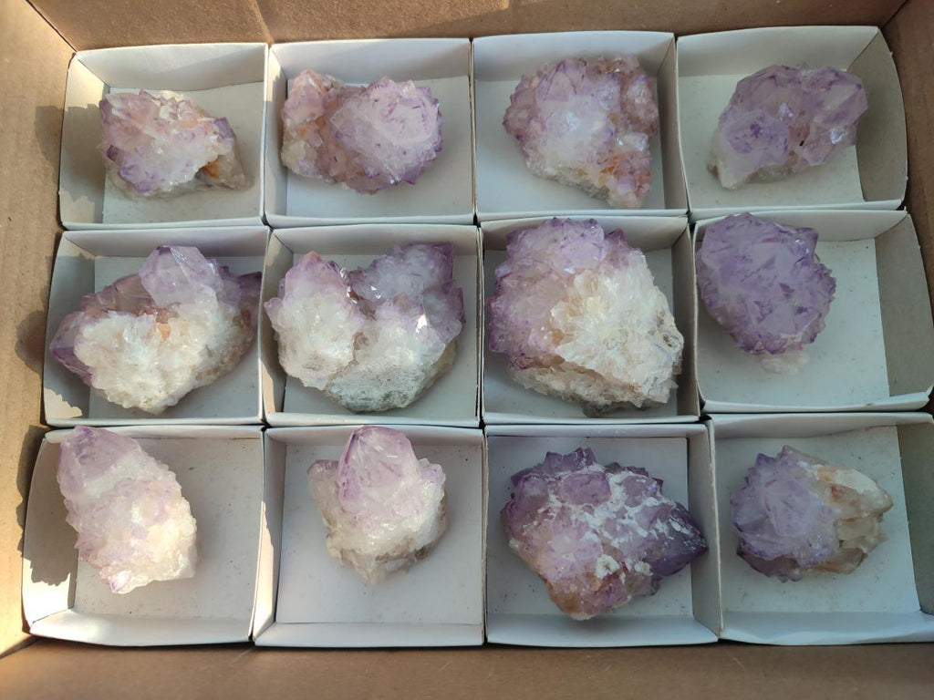 Natural Sunburst Amethyst Single Spirit Quartz Crystals x 12 From Boekenhouthoek, South Africa - Toprock Gemstones and Minerals 